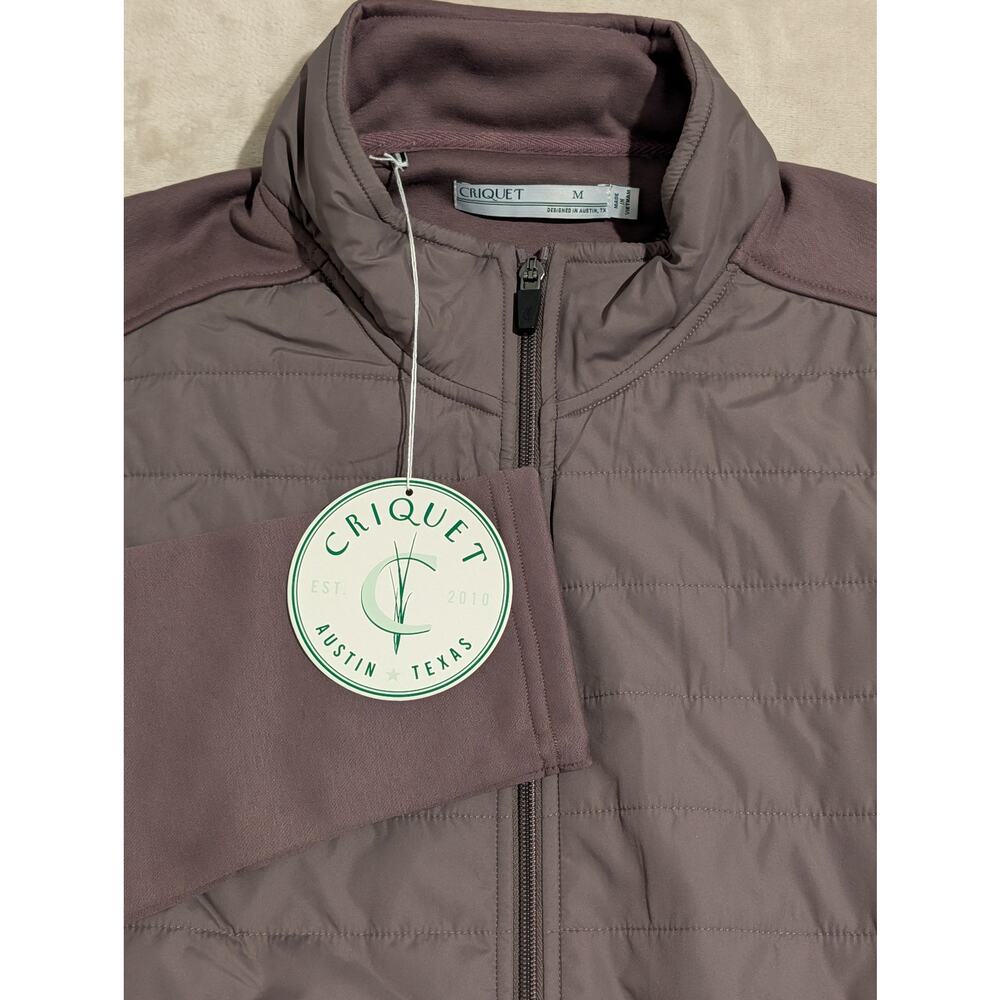 Criquet Men’s Hybrid Puffer Jacket M Purple Maroon Quilted Fleece Full Zip Golf